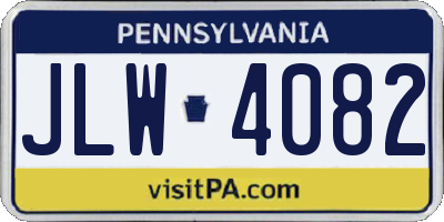 PA license plate JLW4082