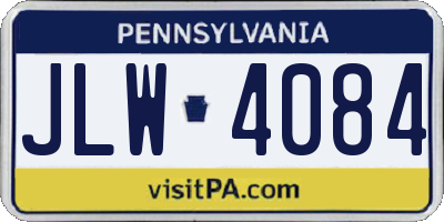 PA license plate JLW4084