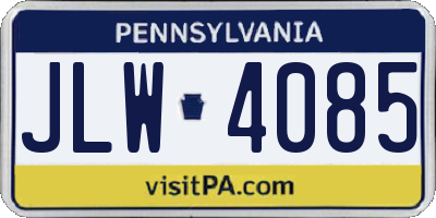 PA license plate JLW4085