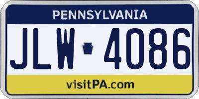 PA license plate JLW4086