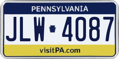 PA license plate JLW4087