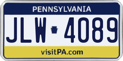 PA license plate JLW4089
