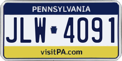PA license plate JLW4091