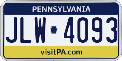 PA license plate JLW4093