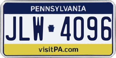 PA license plate JLW4096