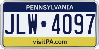 PA license plate JLW4097
