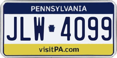 PA license plate JLW4099
