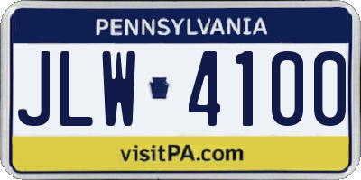 PA license plate JLW4100