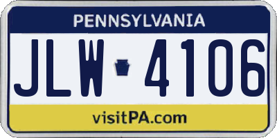 PA license plate JLW4106
