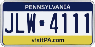 PA license plate JLW4111