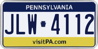 PA license plate JLW4112
