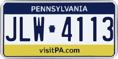 PA license plate JLW4113