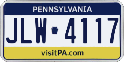 PA license plate JLW4117