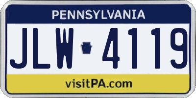 PA license plate JLW4119