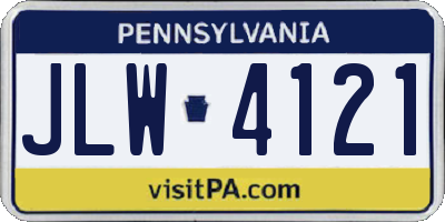 PA license plate JLW4121