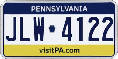 PA license plate JLW4122