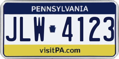 PA license plate JLW4123