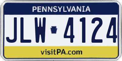 PA license plate JLW4124