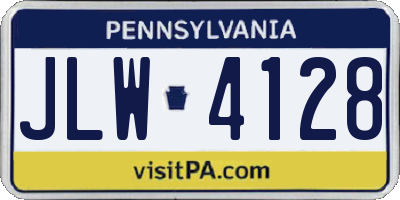 PA license plate JLW4128