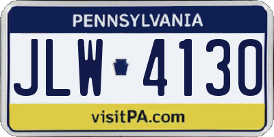 PA license plate JLW4130