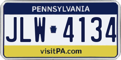 PA license plate JLW4134