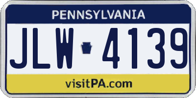 PA license plate JLW4139