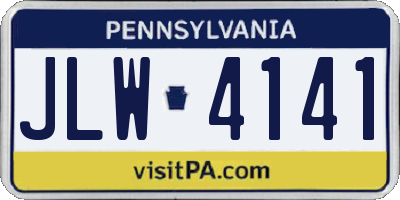 PA license plate JLW4141
