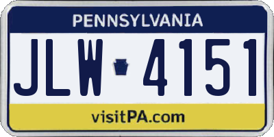 PA license plate JLW4151
