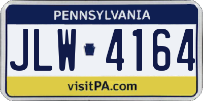 PA license plate JLW4164