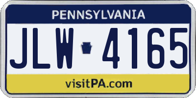 PA license plate JLW4165