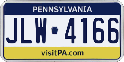 PA license plate JLW4166