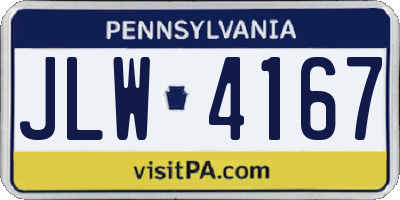 PA license plate JLW4167