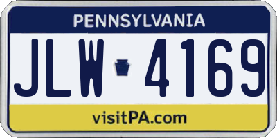 PA license plate JLW4169