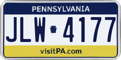 PA license plate JLW4177