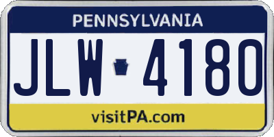 PA license plate JLW4180