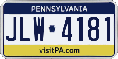 PA license plate JLW4181