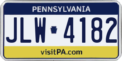 PA license plate JLW4182