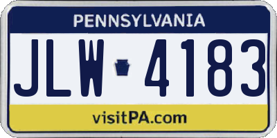 PA license plate JLW4183