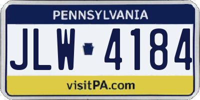 PA license plate JLW4184