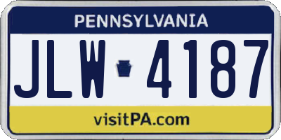 PA license plate JLW4187