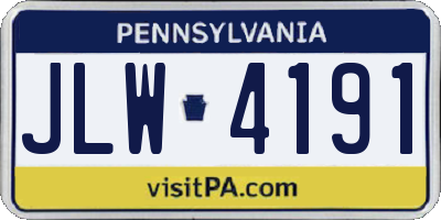 PA license plate JLW4191