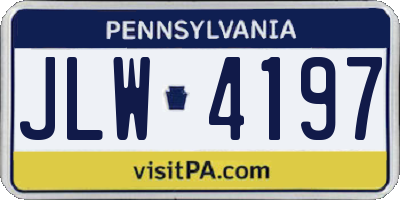 PA license plate JLW4197