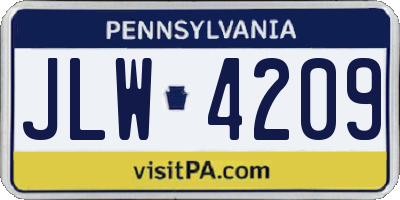 PA license plate JLW4209