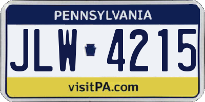 PA license plate JLW4215