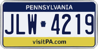 PA license plate JLW4219