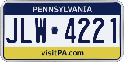 PA license plate JLW4221