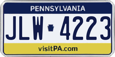 PA license plate JLW4223