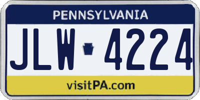 PA license plate JLW4224