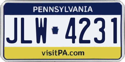 PA license plate JLW4231