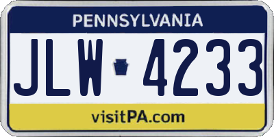 PA license plate JLW4233